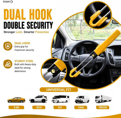 Steering Wheel Lock with Faraday Pouch for Car Keys, Upgraded Anti-Theft Protection, Universal Fit