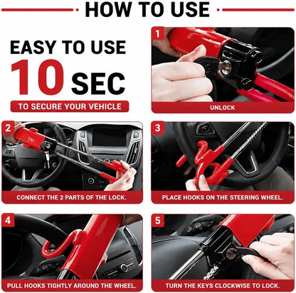 Steering Wheel Lock with Faraday Pouch for Car Keys, Upgraded Anti-Theft Protection, Universal Fit
