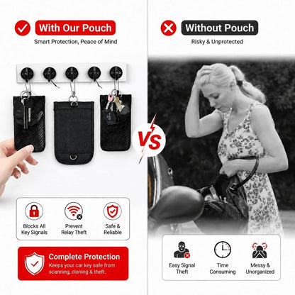 Steering Wheel Lock with Faraday Pouch for Car Keys, Upgraded Anti-Theft Protection, Universal Fit