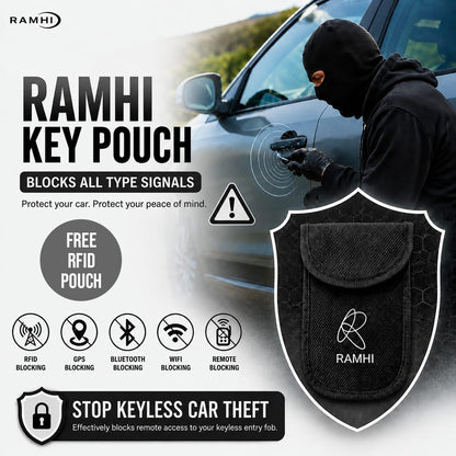 Steering Wheel Lock with Faraday Pouch for Car Keys, Upgraded Anti-Theft Protection, Universal Fit