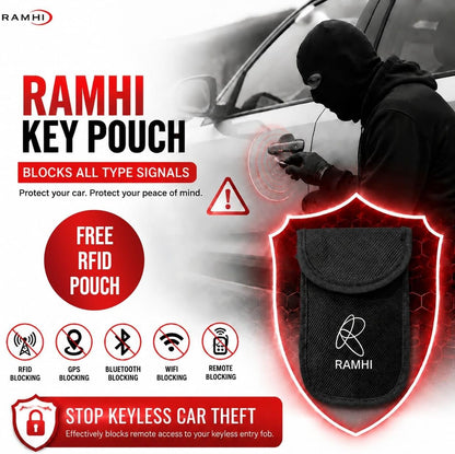 Steering Wheel Lock with Faraday Pouch for Car Keys, Upgraded Anti-Theft Protection, Universal Fit