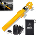2 Designs Yellow/Black Anti-Theft Steering Wheel Lock with 2 Keys & Signal Blocker Pouch