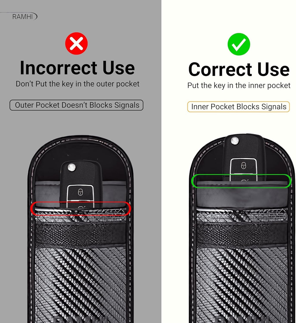 2 Designs Yellow/Black Anti-Theft Steering Wheel Lock with 2 Keys & Signal Blocker Pouch
