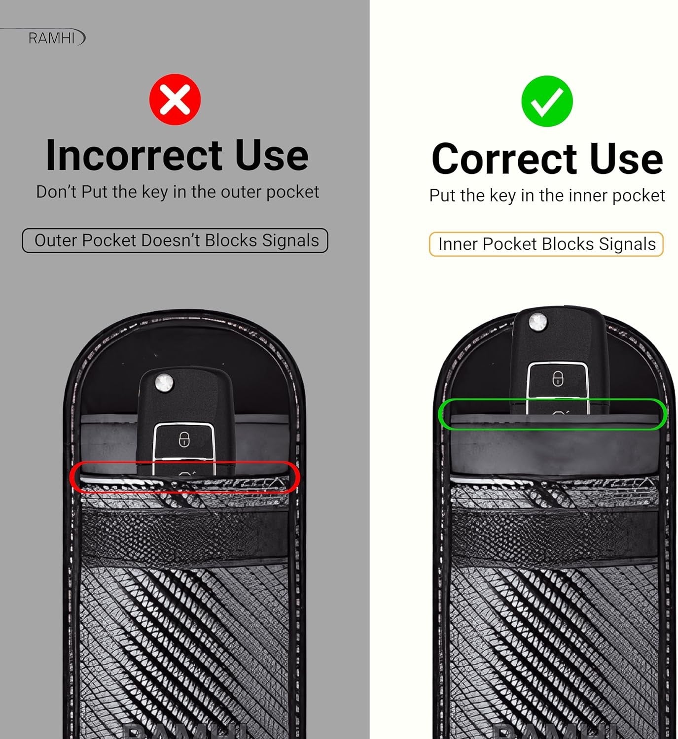 2 Designs Yellow/Black Anti-Theft Steering Wheel Lock with 2 Keys & Signal Blocker Pouch