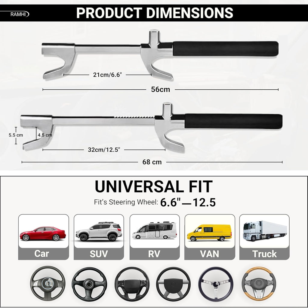 B9 Pro Heavy Duty Anti-Theft Steering Wheel Lock with Signal Blocker Pouch