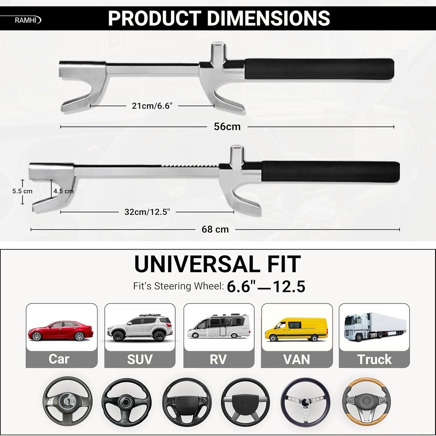 B9 Pro Heavy Duty Anti-Theft Steering Wheel Lock with Signal Blocker Pouch