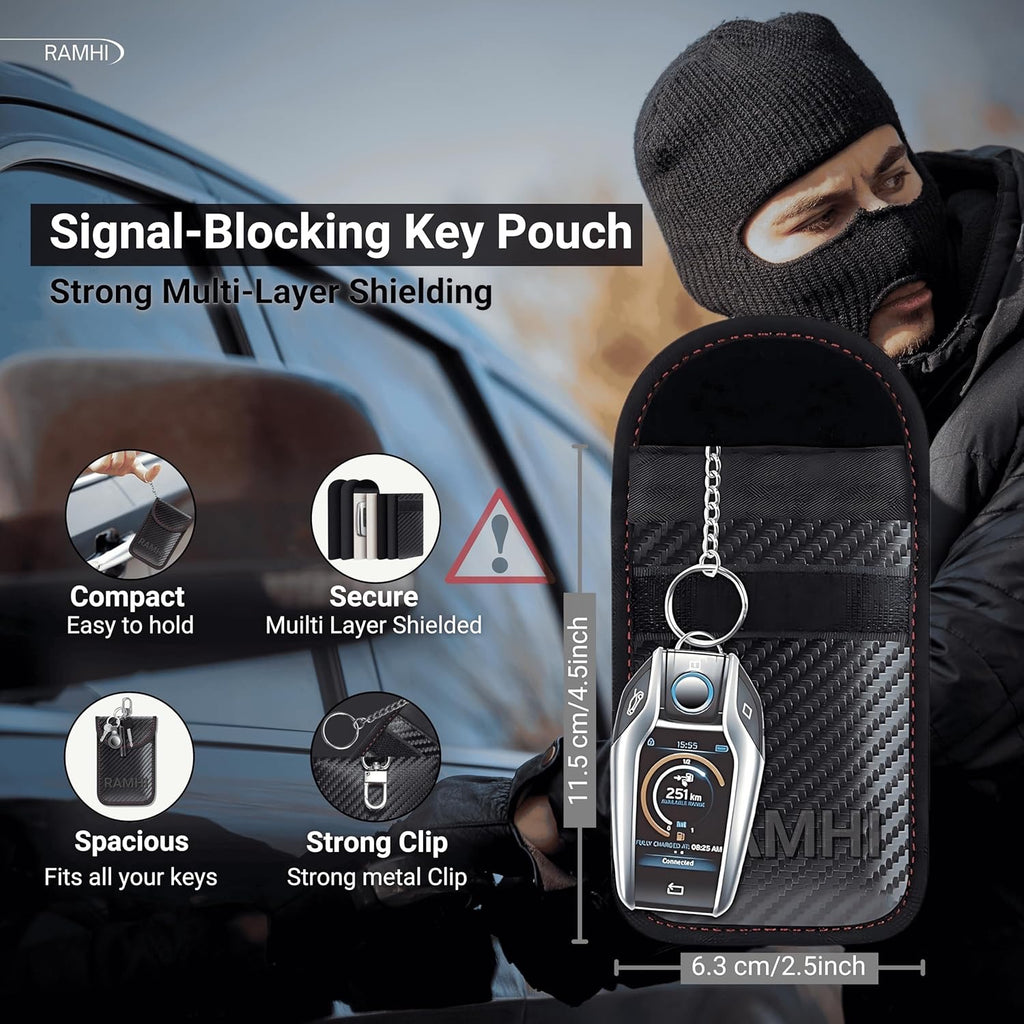 B9 Pro Heavy Duty Anti-Theft Steering Wheel Lock with Signal Blocker Pouch