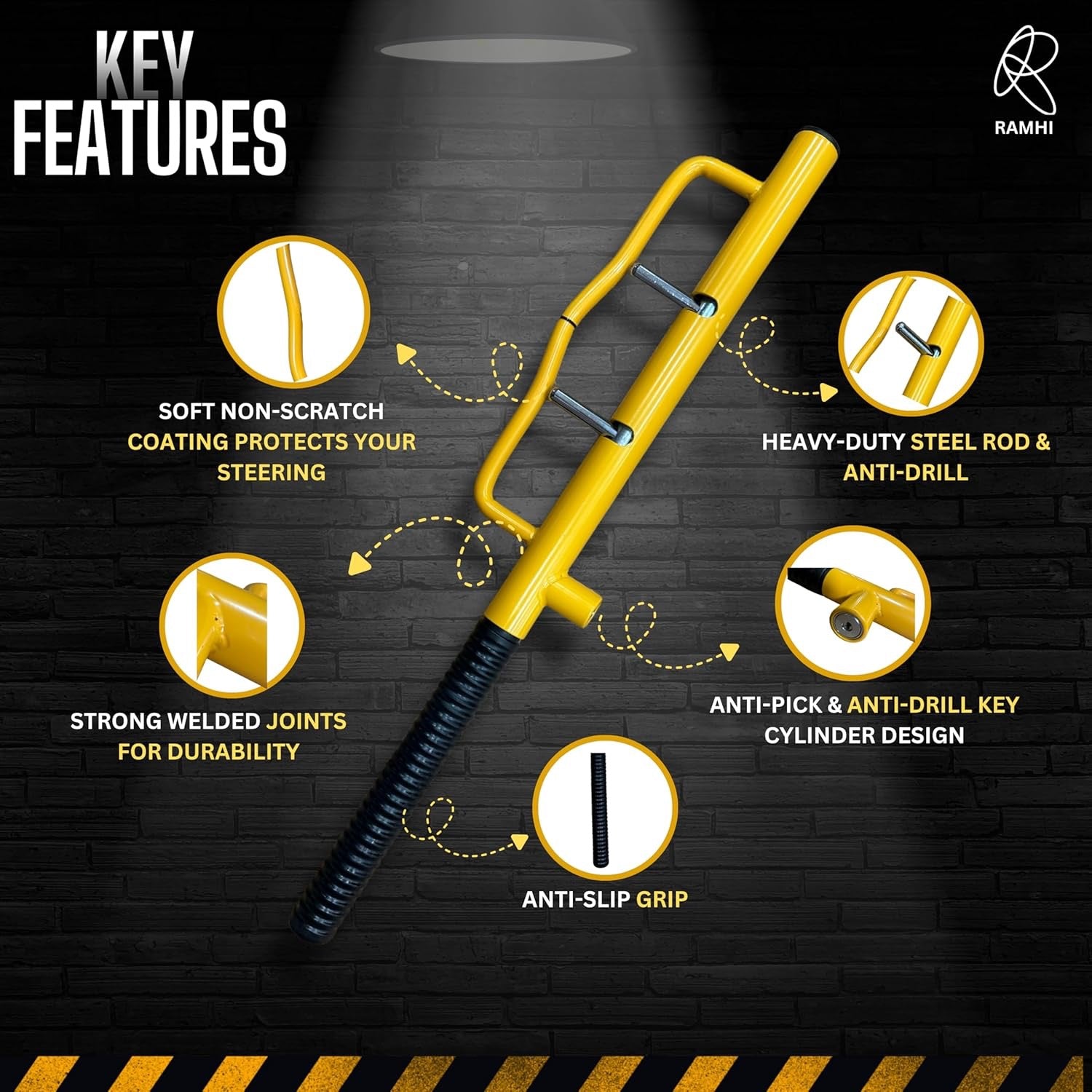 Heavy Duty Steering Wheel Lock for imported Cars, SUVs & Trucks