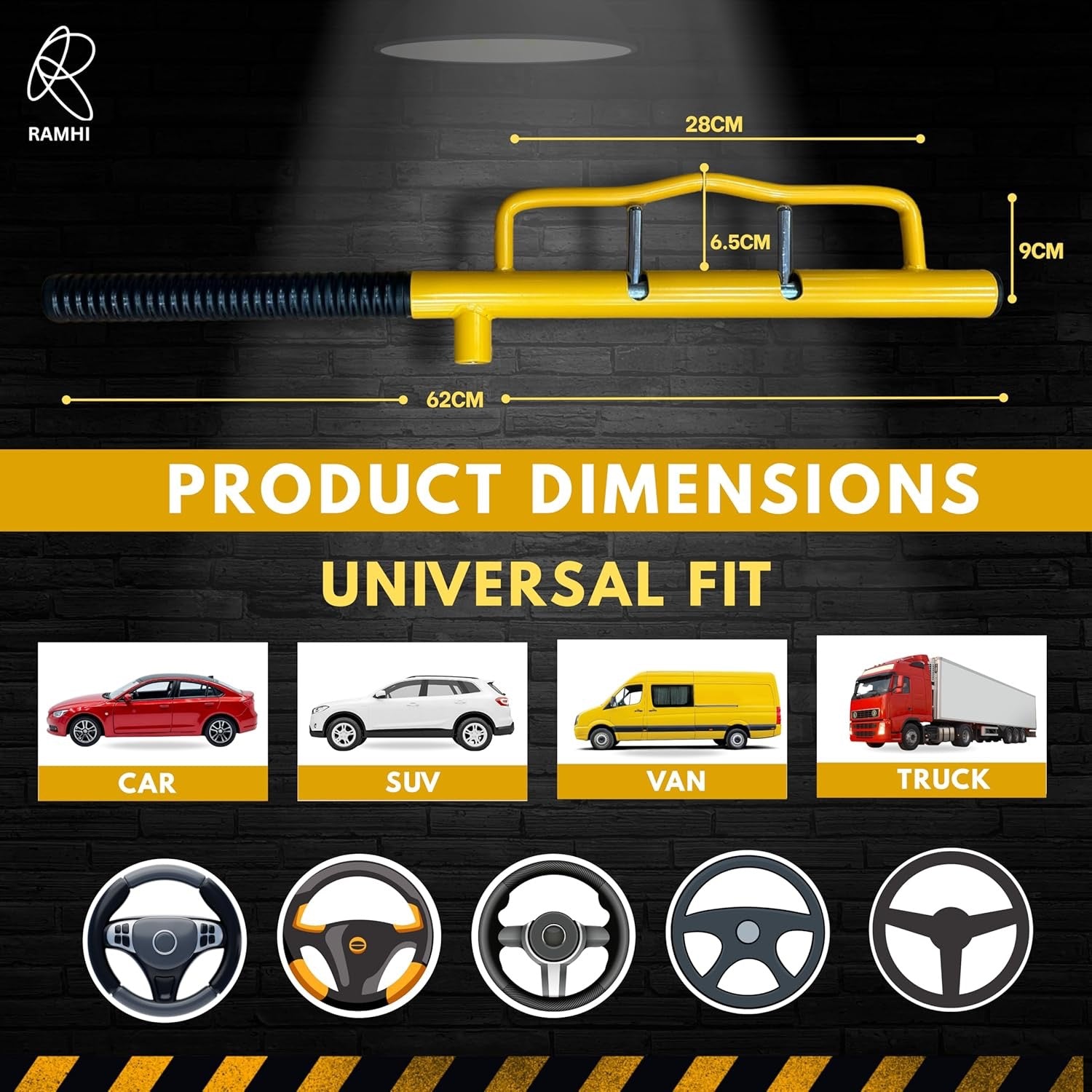 Heavy Duty Steering Wheel Lock for imported Cars, SUVs & Trucks