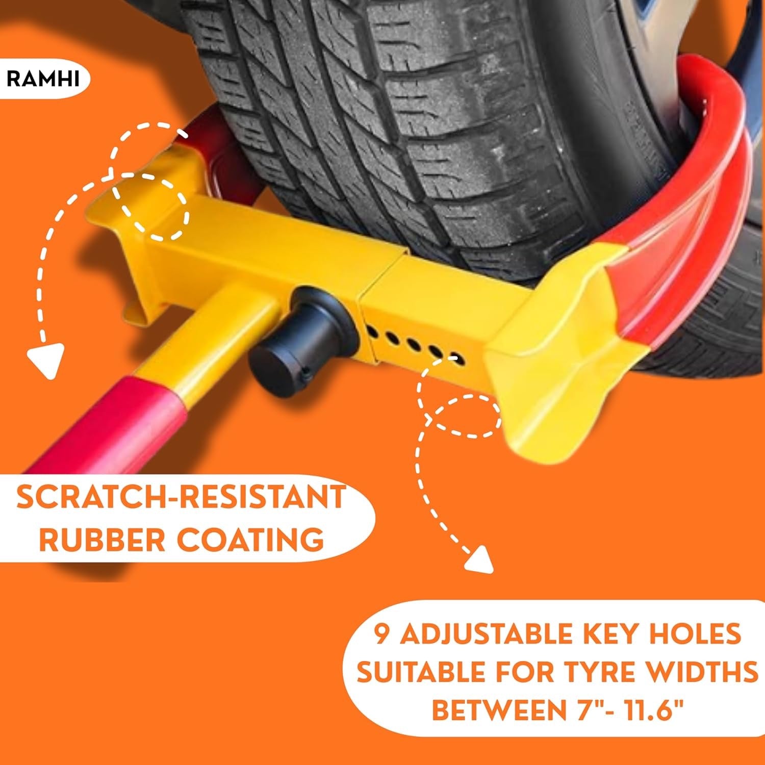 Universal Anti-Theft & Heavy-Duty Wheel Clamp Lock