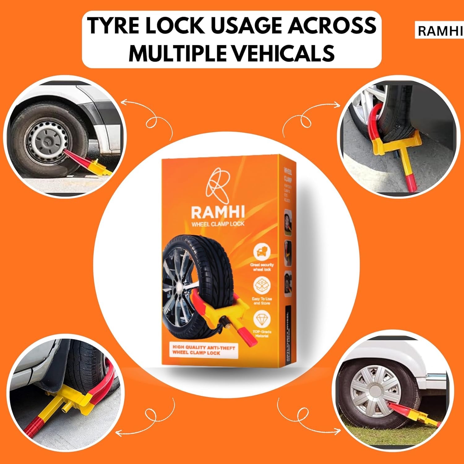 Universal Anti-Theft & Heavy-Duty Wheel Clamp Lock